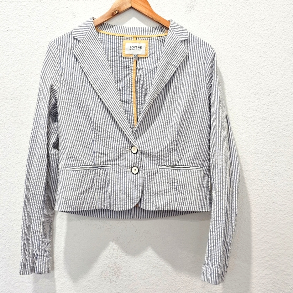 Womens forever 21 i love h81 seersucker blazer size M